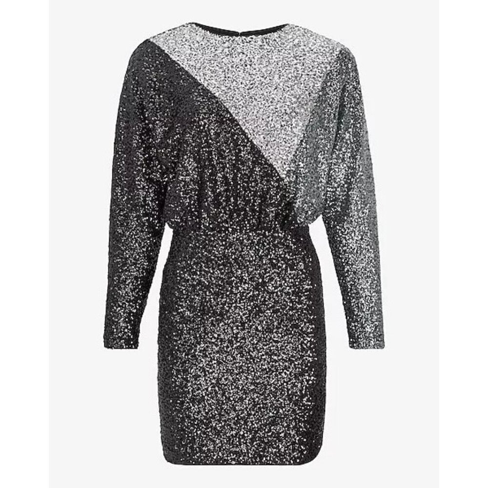 Express Color Block Sequin Strong Shoulder Mini D… - image 4